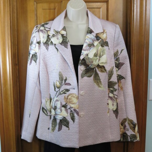 VTG Neiman Marcus Women's Lt Rose Silk/Cotton Blazer Lined Size Large - Picture 2 of 11